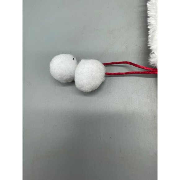 Christmas stocking belt valet felt red foe fur white puff balls 17" READ - Picture 5 of 7